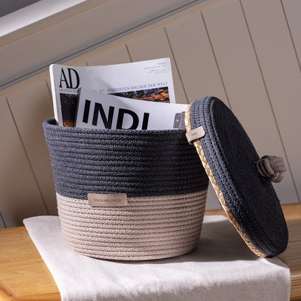 Reverie Medium Basket Gray & Beige Storage Organizer