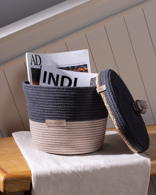 Reverie Medium Basket Gray & Beige Storage Organizer