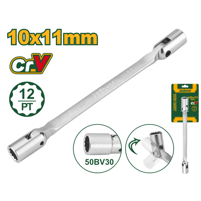  JADEVER 10×11 mm Double Flexible Socket Wrench