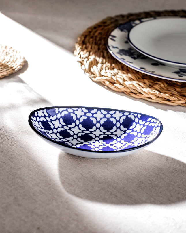 Rêve Bleu Brest Blue Bone China Oval Serving Plate