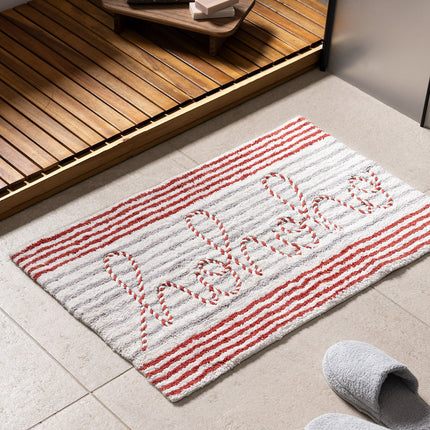 Fleuramour Bath Mat - Soft Cushioned White Red Gray