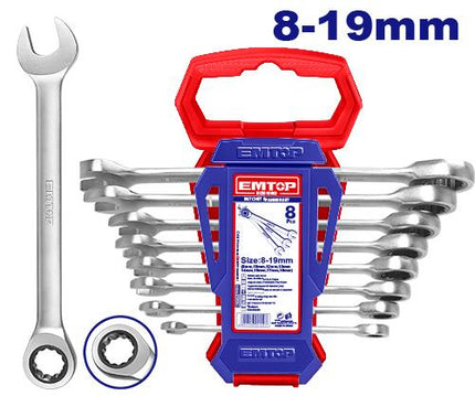 EMTOP ECSS10802 8-Piece Ratchet Spanner Set