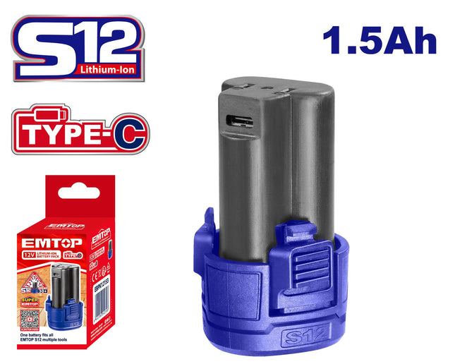 EMTOP 12V 1.5Ah Lithium-Ion Battery Pack