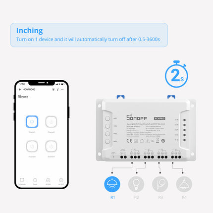 4CHPRO SONOFF 4CHR3 & 4CHPROR3 4-gang Wi-Fi Smart Switch with RF Control