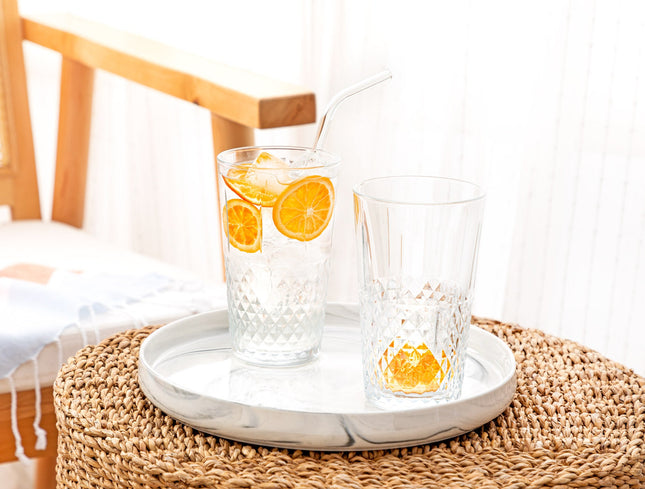 Calisto 4-Piece Beverage Glass Set with Cut Decoration