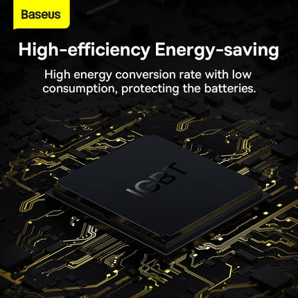 محول طاقة للسيارة باسوس (Baseus) بقوة 300 واط - من DC 12V/24V إلى AC 220V - موجة جيبية نقية (Pure Sine Wave) - منفذين كهرباء AC - منافذ شحن سريع USB-C و USB-A - شاشة رقمية - حماية أمان متكاملة