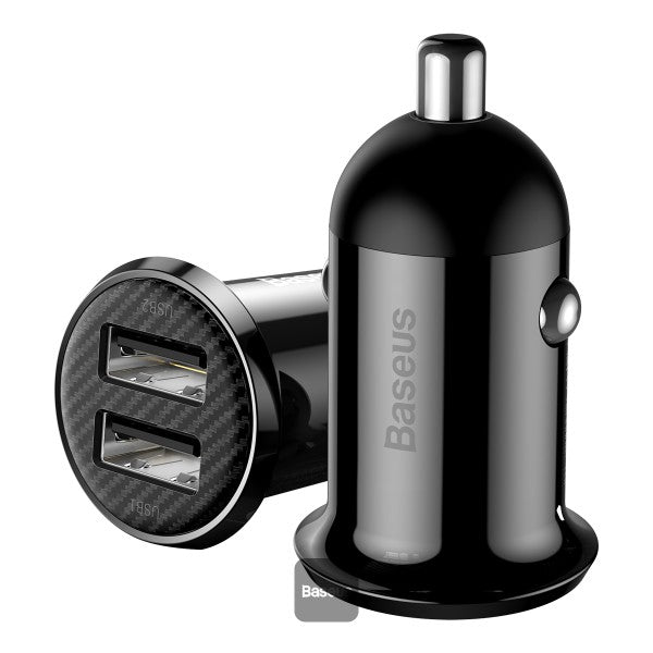شاحن سيارة باسوس جرين برو (Baseus Grain Pro) - منفذ USB مزدوج - قوة 4.8 أمبير - تصميم صغير جداً (Mini) شاحن سيارة باسوس جرين برو (Baseus Grain Pro) - منفذ USB مزدوج - قوة 4.8 أمبير - تصميم صغير جداً (Mini)