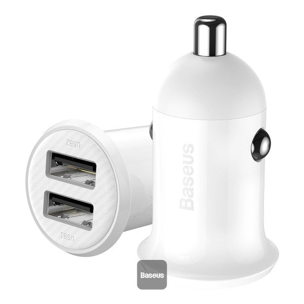 شاحن سيارة باسوس جرين برو (Baseus Grain Pro) - منفذ USB مزدوج - قوة 4.8 أمبير - تصميم صغير جداً (Mini) شاحن سيارة باسوس جرين برو (Baseus Grain Pro) - منفذ USB مزدوج - قوة 4.8 أمبير - تصميم صغير جداً (Mini)