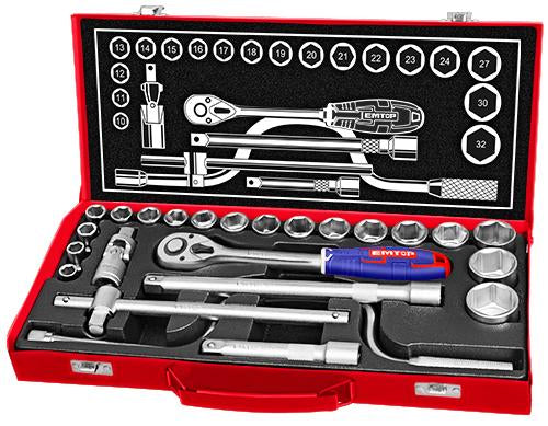 EMTOP ESKT12243   24-Piece 1/2" Socket Wrench Set