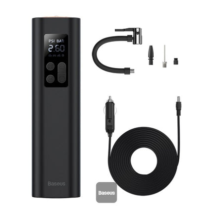 مضخة هواء باسوس سوبر ميني (Baseus Super Mini) - ضاغط هواء محمول للإطارات - شاشة رقمية ذكية لعرض الضغط - ميزة الإيقاف التلقائي - محرك طاقة عالي السرعة - منفاخ طوارئ مدمج للسيارات والدراجات