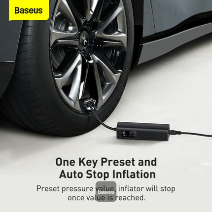 مضخة هواء باسوس سوبر ميني (Baseus Super Mini) - ضاغط هواء محمول للإطارات - شاشة رقمية ذكية لعرض الضغط - ميزة الإيقاف التلقائي - محرك طاقة عالي السرعة - منفاخ طوارئ مدمج للسيارات والدراجات