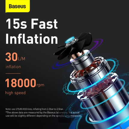 مضخة هواء باسوس سوبر ميني (Baseus Super Mini) - ضاغط هواء محمول للإطارات - شاشة رقمية ذكية لعرض الضغط - ميزة الإيقاف التلقائي - محرك طاقة عالي السرعة - منفاخ طوارئ مدمج للسيارات والدراجات