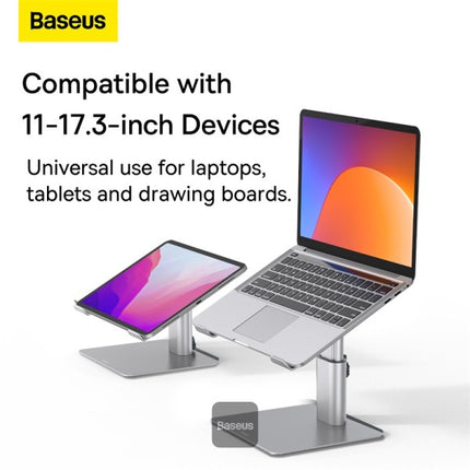 مسند لابتوب معدني قابل للتعديل من باسوس (Baseus) - رافع مكتبي مريح - تعديل الارتفاع بزوايا متعددة - تصميم لتبديد الحرارة - وسادات سيليكون مانعة للانزلاق - متوافق مع أجهزة اللابتوب من 11 إلى 17.3 إنش