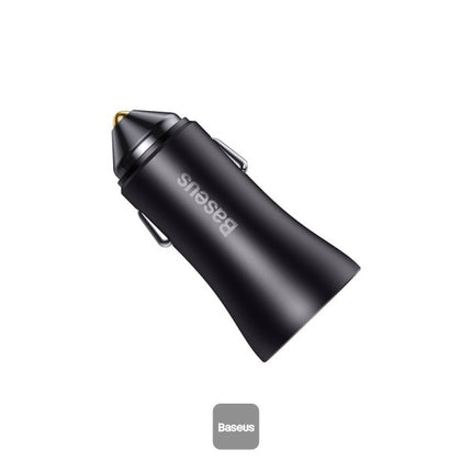 Baseus Golden Contactor Max Dual Fast Car Charger - 60W Total Output - USB-C and USB-A Ports - All-Metal Body - Smart Power Management - Soft LED Indicator - Universal Compatibility for 12V-24V Vehicles