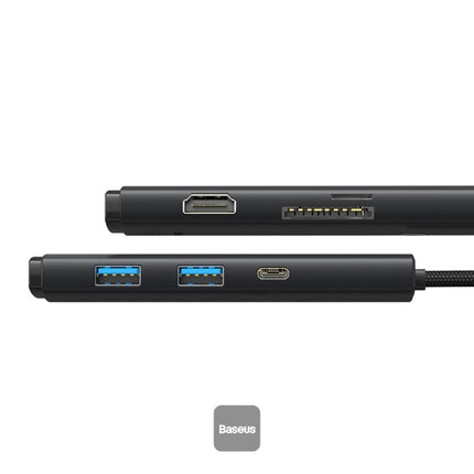 Baseus Lite Series 6-Port Type-C Multifunctional Hub - 4K HDMI Output - 2x USB 3.0 High-Speed Ports - 100W USB-C PD Charging - SD and TF Card Reader - Plug and Play - Compact Lightweight Design