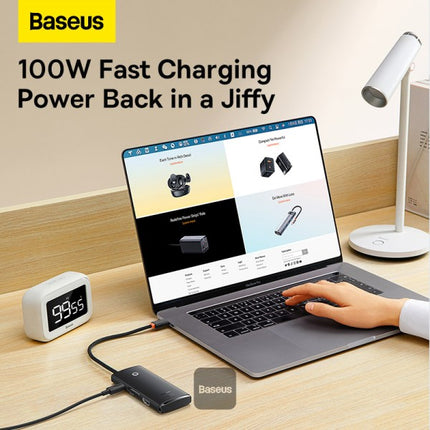 Baseus Lite Series 6-Port Type-C Multifunctional Hub - 4K HDMI Output - 2x USB 3.0 High-Speed Ports - 100W USB-C PD Charging - SD and TF Card Reader - Plug and Play - Compact Lightweight Design