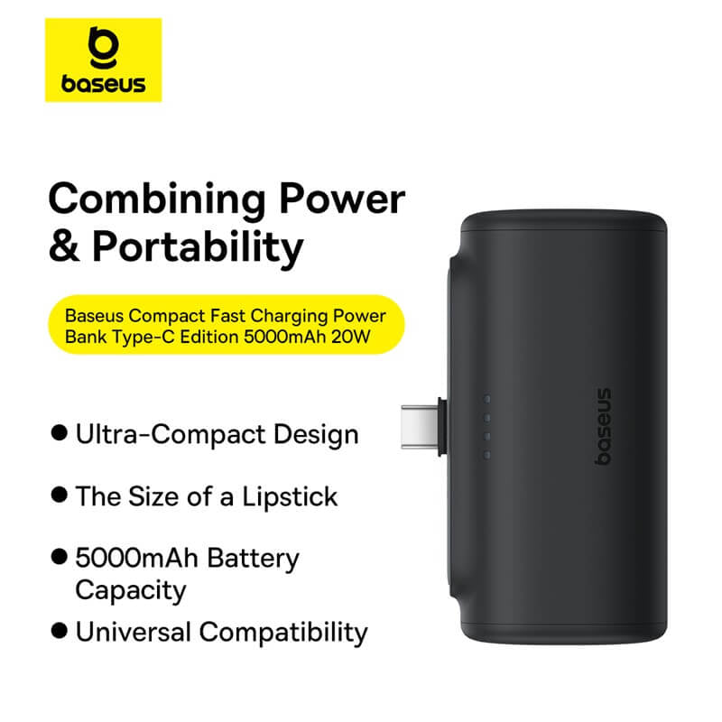 باور بانك صغير الحجم سريع الشحن من النوع C بسعة 5000mAh 20W باور بانك صغير الحجم سريع الشحن من النوع C بسعة 5000mAh 20W
