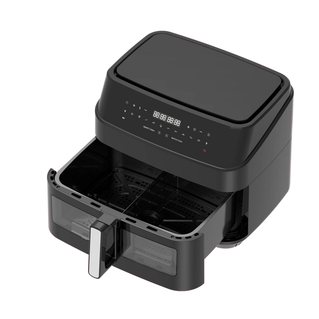 Sona Air Fryer 10 L Black 2600W With transparent drawer divider For cooking on two sides or one side