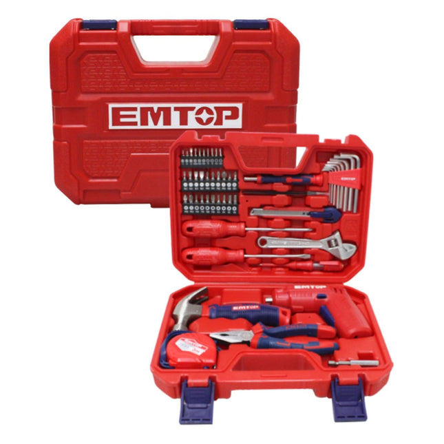 EMTOP 50 Pcs Household Tools Set with 4V Cordless Screwdriver