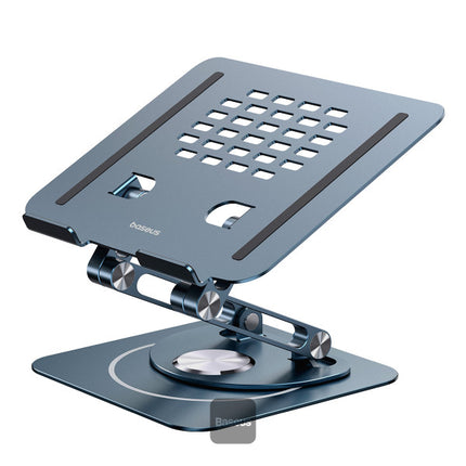 مسند مكتب باسوس (Baseus) قابل للطي للابتوب والآيباد - قاعدة قابلة للدوران 360 درجة - تصميم ثلاثي الطيات قابل للتعديل - زوايا رؤية مريحة - هيكل ألومنيوم متين وحماية سيليكون