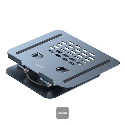 مسند مكتب باسوس (Baseus) قابل للطي للابتوب والآيباد - قاعدة قابلة للدوران 360 درجة - تصميم ثلاثي الطيات قابل للتعديل - زوايا رؤية مريحة - هيكل ألومنيوم متين وحماية سيليكون