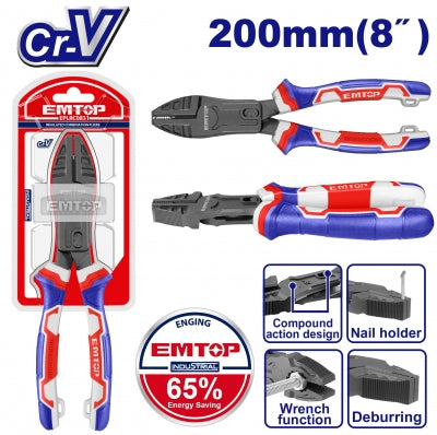 EMTOP EPLRCC0851 High Leverage Heavy-Duty Combination Pliers