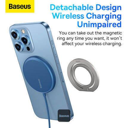 Baseus Halo Series Foldable Metal Ring Stand - 360 Degree Rotation Magnetic Holder - Ultra-Slim Zinc Alloy Smartphone Grip - Vertical and Horizontal Kickstand - Universal Compatibility for All Phones and Tablets