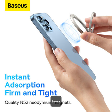 Baseus Halo Series Foldable Metal Ring Stand - 360 Degree Rotation Magnetic Holder - Ultra-Slim Zinc Alloy Smartphone Grip - Vertical and Horizontal Kickstand - Universal Compatibility for All Phones and Tablets
