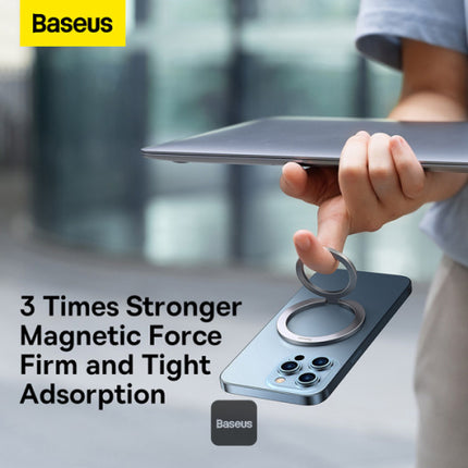 Baseus Halo Series Foldable Metal Ring Stand - 360 Degree Rotation Magnetic Holder - Ultra-Slim Zinc Alloy Smartphone Grip - Vertical and Horizontal Kickstand - Universal Compatibility for All Phones and Tablets