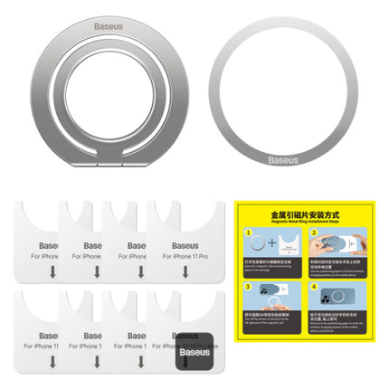 Baseus Halo Series Foldable Metal Ring Stand - 360 Degree Rotation Magnetic Holder - Ultra-Slim Zinc Alloy Smartphone Grip - Vertical and Horizontal Kickstand - Universal Compatibility for All Phones and Tablets