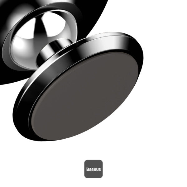Baseus Small Ears Series Magnetic Car Phone Holder - Vertical Adhesive Type Dashboard Mount - 360 Degree Rotatable Head - Powerful Magnetic Suction - Compact Minimalist Design - Universal Smartphone Compatibility