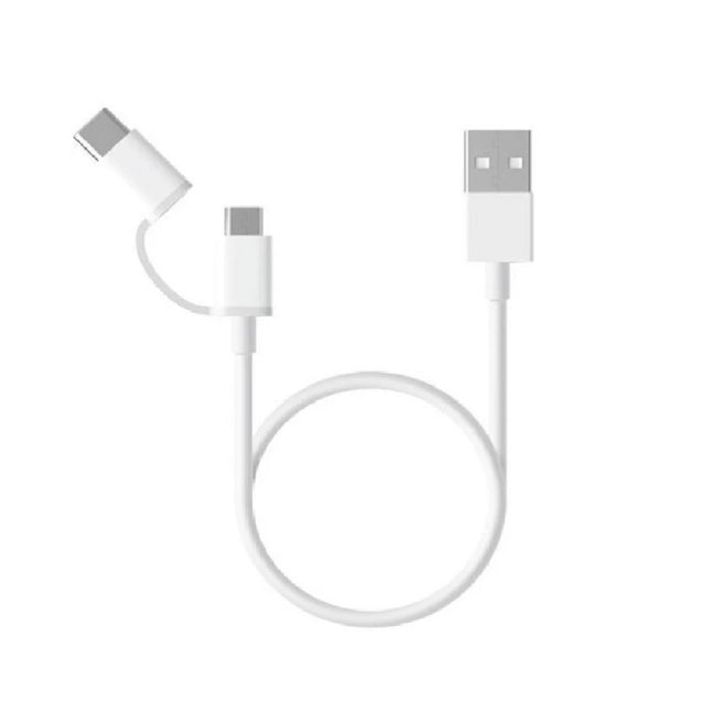 كابل شاومي (Xiaomi) الأصلي 2 في 1 (Micro-USB إلى Type-C) طول 100 سم - شحن سريع ونقل بيانات آمن