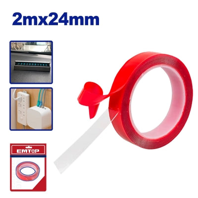 شريط لاصق دبل فيس شفاف – 2 متر EMTOP EMPN9K24 شريط لاصق دبل فيس شفاف – 2 متر EMTOP EMPN9K24