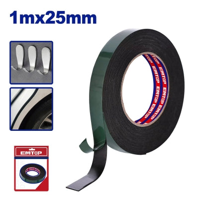 EMTOP EMPN8K25 Black Double-Sided Tape – 1M