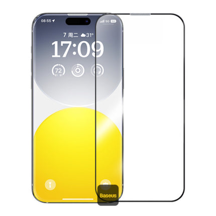 لاصق حماية باسوس (Baseus Sapphire Series) لهاتف iPhone 16 Pro & Pro Max- تغطية كاملة - فلتر غبار مدمج - مع أداة تركيب سهلة - وضوح HD عالي