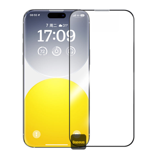 لاصق حماية باسوس (Baseus Sapphire Series) لهاتف iPhone 16 Pro & Pro Max- تغطية كاملة - فلتر غبار مدمج - مع أداة تركيب سهلة - وضوح HD عالي