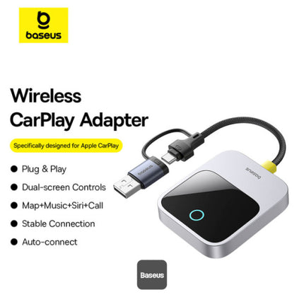 Baseus Prime Trip Wireless CarPlay Adapter for iPhone - Converts Wired to Wireless CarPlay - 5.8GHz High-Speed Transmission - Plug and Play - Stable Connection - Compact Design - For iOS 10 and Above