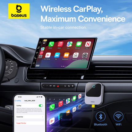 Baseus Prime Trip Wireless CarPlay Adapter for iPhone - Converts Wired to Wireless CarPlay - 5.8GHz High-Speed Transmission - Plug and Play - Stable Connection - Compact Design - For iOS 10 and Above