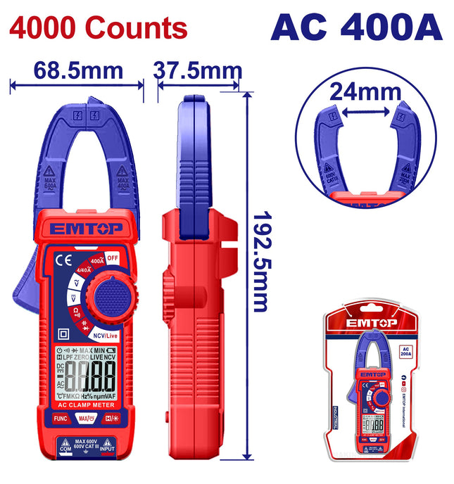 EMTOP EDMR762001  - 400A Digital Clamp Meter