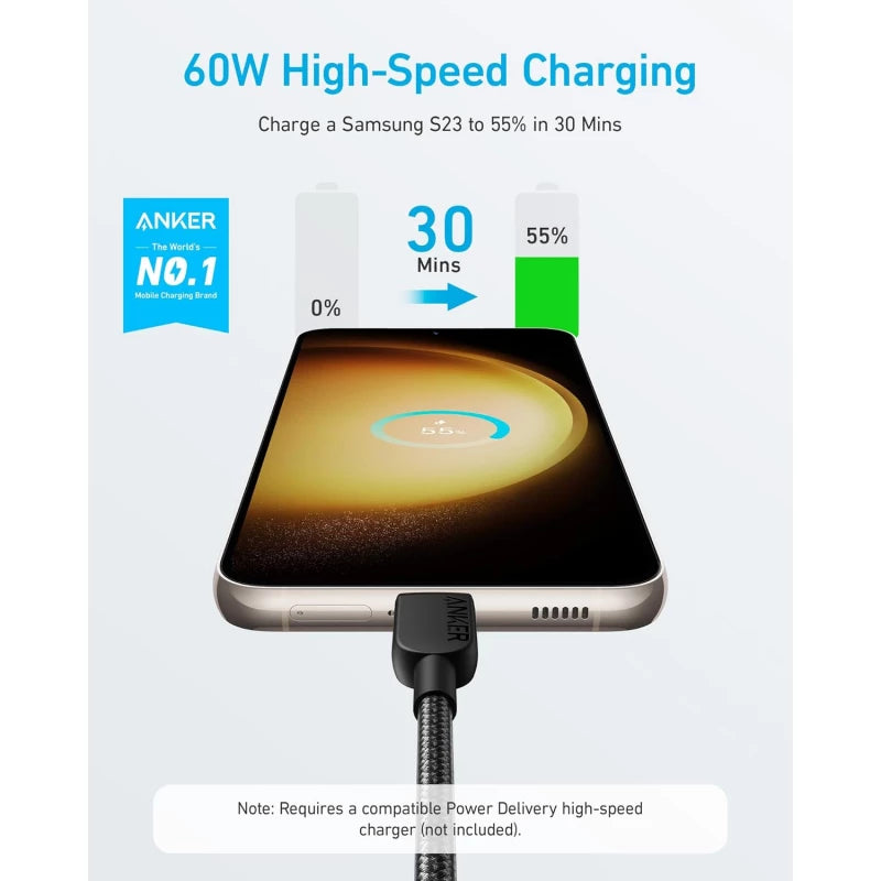 كابل Anker 310 USB-C إلى USB-C — شحن سريع 60W كابل Anker 310 USB-C إلى USB-C — شحن سريع 60W