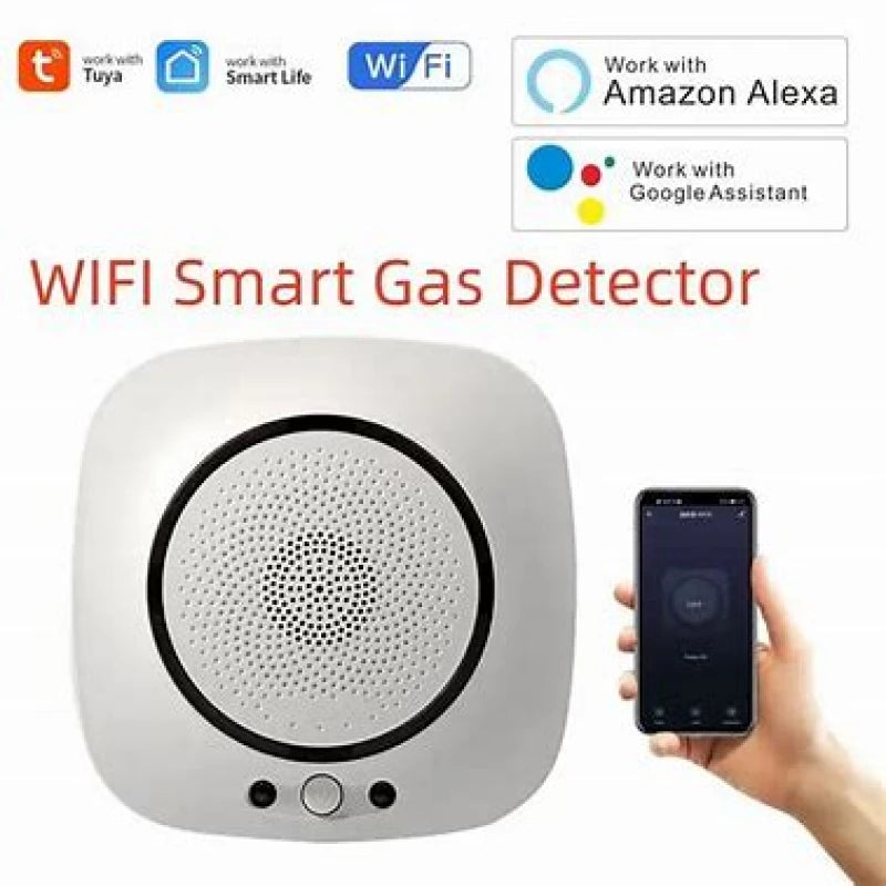 (Arabic) كاشف تسرب الغاز الذكي (WiFi) مع تنبيهات فورية للموبايل، إنذار صوتي وشاشة لعرض درجة الحرارة - أبيض (Arabic) كاشف تسرب الغاز الذكي (WiFi) مع تنبيهات فورية للموبايل، إنذار صوتي وشاشة لعرض درجة الحرارة - أبيض