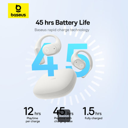 سماعات باسوس (Baseus Eli 10i Fit) لاسلكية - تصميم مفتوح للرأس (Open-Ear) - تثبيت رياضي محكم - تقنية ENC لصفاء المكالمات - مقاومة للعرق