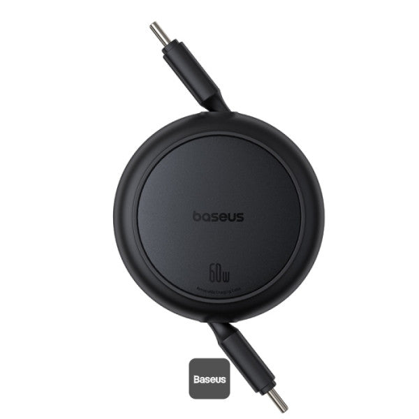 كابل باسوس فري تو بول ميني قابل للسحب - من Type-C إلى Type-C - قوة 60 واط شحن سريع - طول قابل للتعديل وسحب من الجهتين - متوافق مع كار بلاي - طول 1 متر