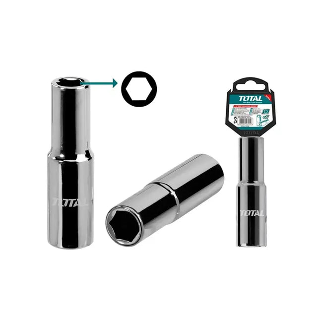 Total Long 1/2-Inch Sockets – Made of Cr-V Steel in Various Sizes (8mm–32mm)