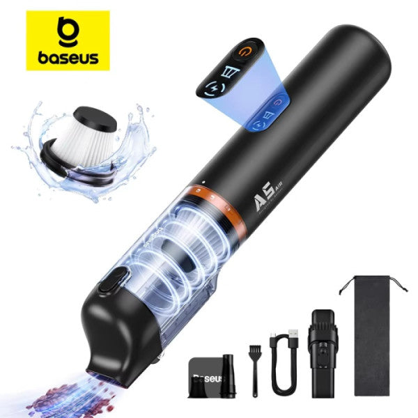 Baseus A5 Car Vacuum Cleaner - 16,000Pa Powerful Suction - Portable Cordless Design - Smart LED Display - High-Efficiency Filtration System - Rechargeable Handheld Vacuum for Car and Home Use