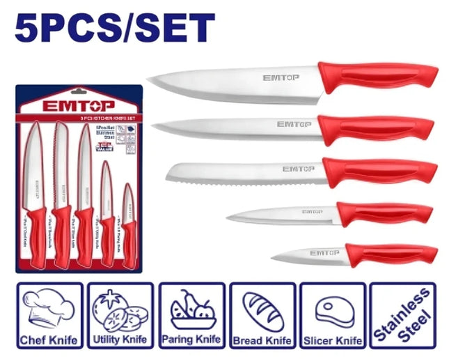 EMTOP EMKK1K51 5-Piece Stainless Steel Kitchen Knife Set