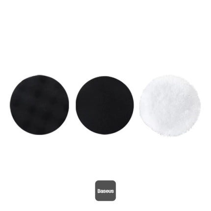 طقم وسادات تلميع باسوس (Baseus Polishing Pad Set) - طقم 3 قطع لجهاز التلميع اللاسلكي - إسفنج وصوف - قطر 125 ملم