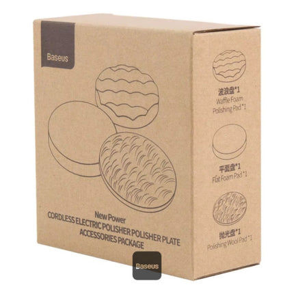 طقم وسادات تلميع باسوس (Baseus Polishing Pad Set) - طقم 3 قطع لجهاز التلميع اللاسلكي - إسفنج وصوف - قطر 125 ملم