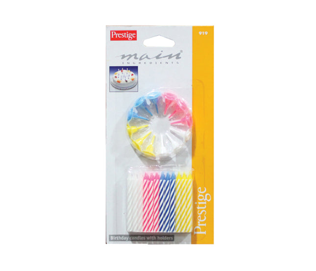  Prestige Birthday Candles with Holder – 24 Pieces – Multi-Color