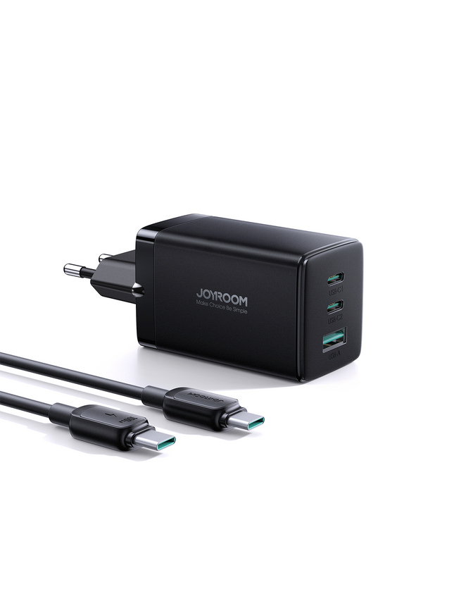 TCG01 65W 2C1A Fast Charger-Black+100W C to C Cable 1.2m-Black (EU)